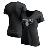 Pittsburgh Steelers Women's Live For It V-Neck T-Shirt Black | NFL