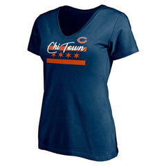 Chicago Bears Women's Hometown Collection Chi Town V-Neck T-Shirt Navy | NFL