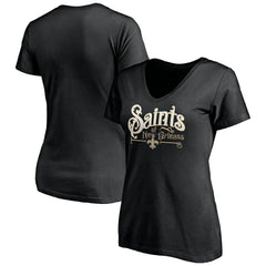 New Orleans Saints Women's Hometown Collection V-Neck T-Shirt Black | NFL