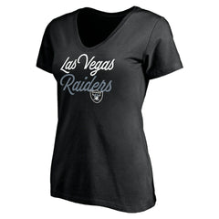 Las Vegas Raiders Women's Long Stride V-Neck T-Shirt Black | NFL