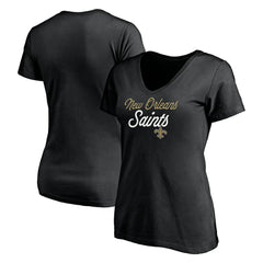New Orleans Saints Women's Long Stride V-Neck T-Shirt Black | NFL