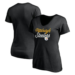 Pittsburgh Steelers Women's Long Stride V-Neck T-Shirt Black | NFL