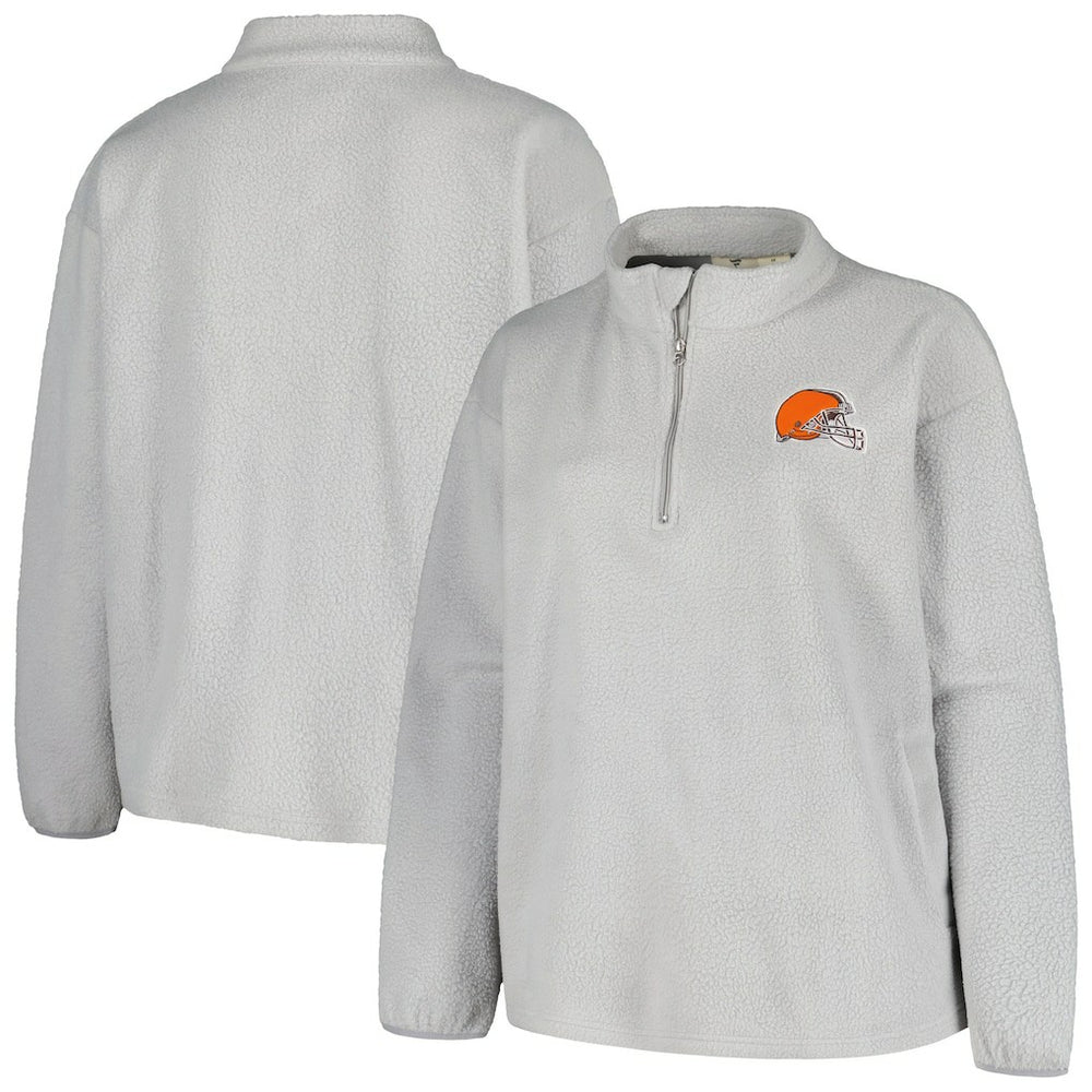 Cleveland Browns Profile Women's Plus Size Sherpa Quarter-Zip Jacket Gray | NFL