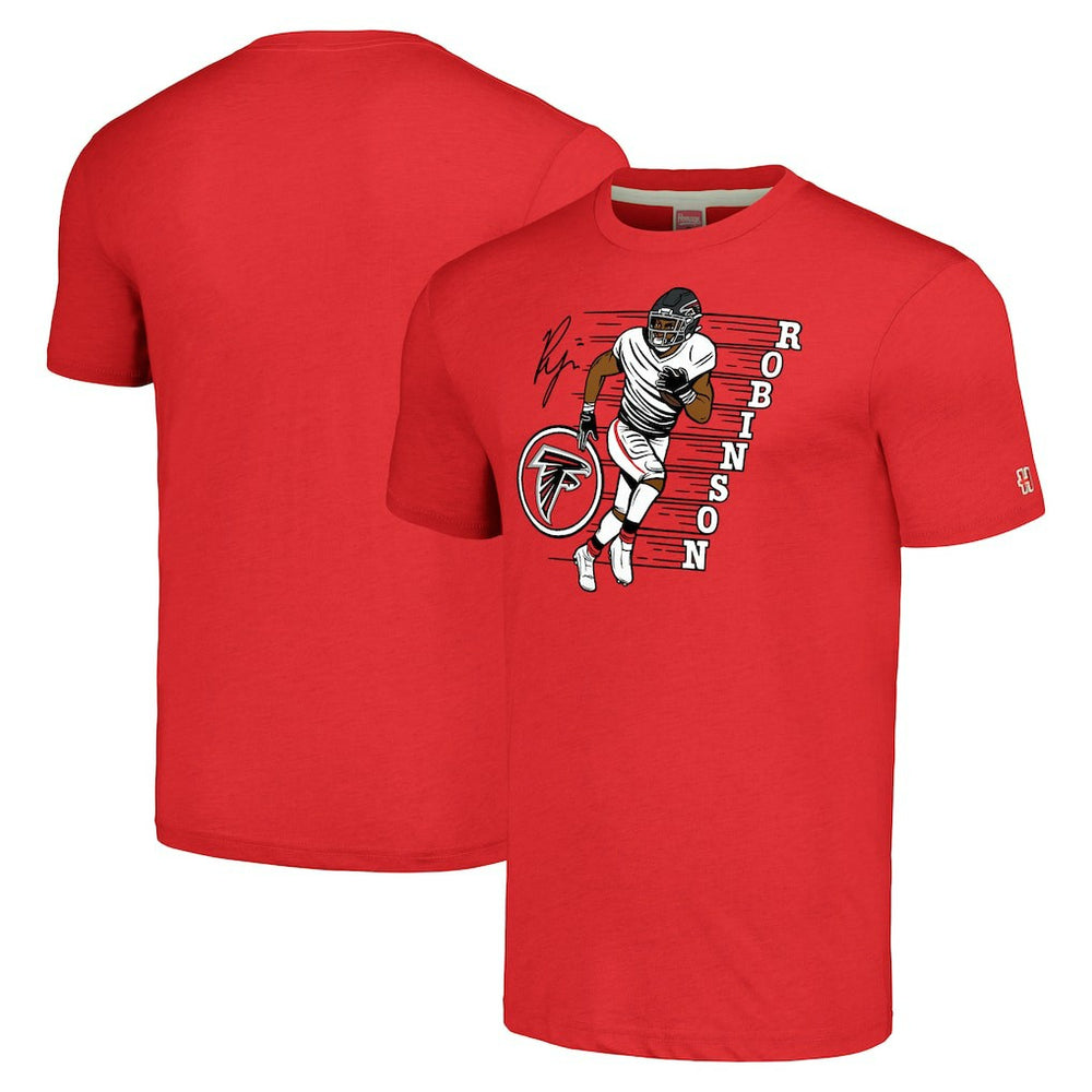 Bijan Robinson Atlanta Falcons Homage Unisex Caricature Player Tri-Blend T-Shirt Red | NFL
