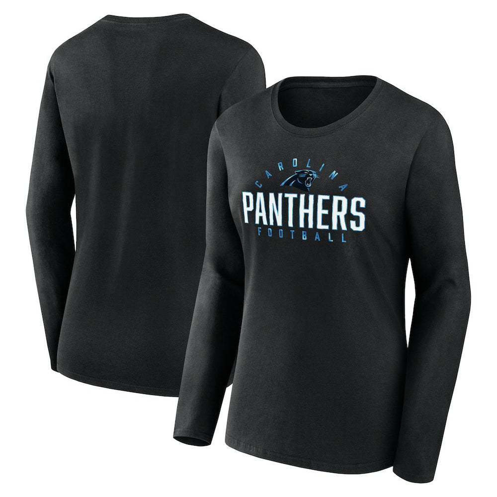 Carolina Panthers Women's Plus Size Foiled Play Long Sleeve T-Shirt Black | Fanatics