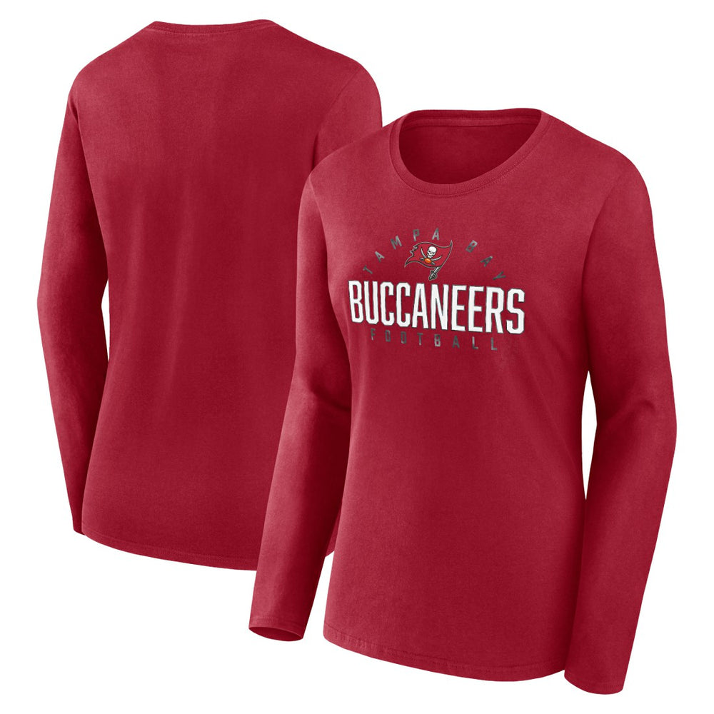 Tampa Bay Buccaneers Women's Plus Size Foiled Play Long Sleeve T-Shirt Red | Fanatics