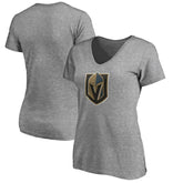 Vegas Golden Knights Women's Primary Logo V-Neck T-Shirt - Gray - NHL