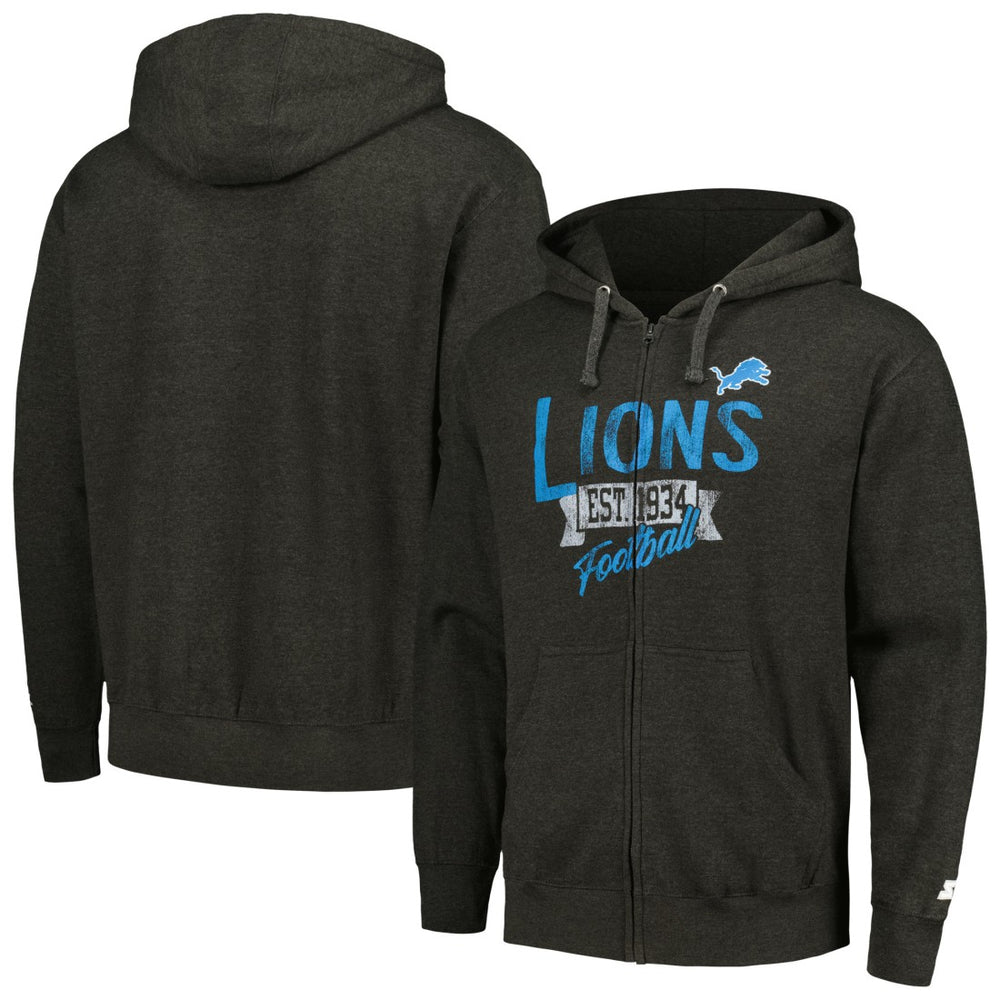 Detroit Lions Starter Domestic Post Season Full-Zip Hoodie Charcoal | NFL