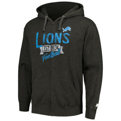 Detroit Lions Starter Domestic Post Season Full-Zip Hoodie Charcoal | NFL