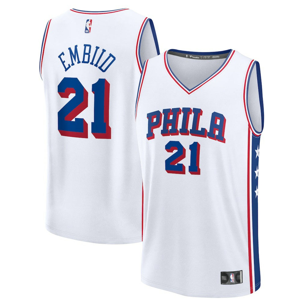 Joel Embiid Philadelphia 76ers Fast Break Replica Player Jersey Association Edition White - NBA