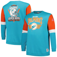 Miami Dolphins Big & Tall Fleece Pullover Sweatshirt Aqua | Mitchell & Ness
