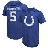 Anthony Richardson Indianapolis Colts Majestic Threads Player Name & Number Tri-Blend Slim Fit Hoodie T-Shirt Royal | NFL
