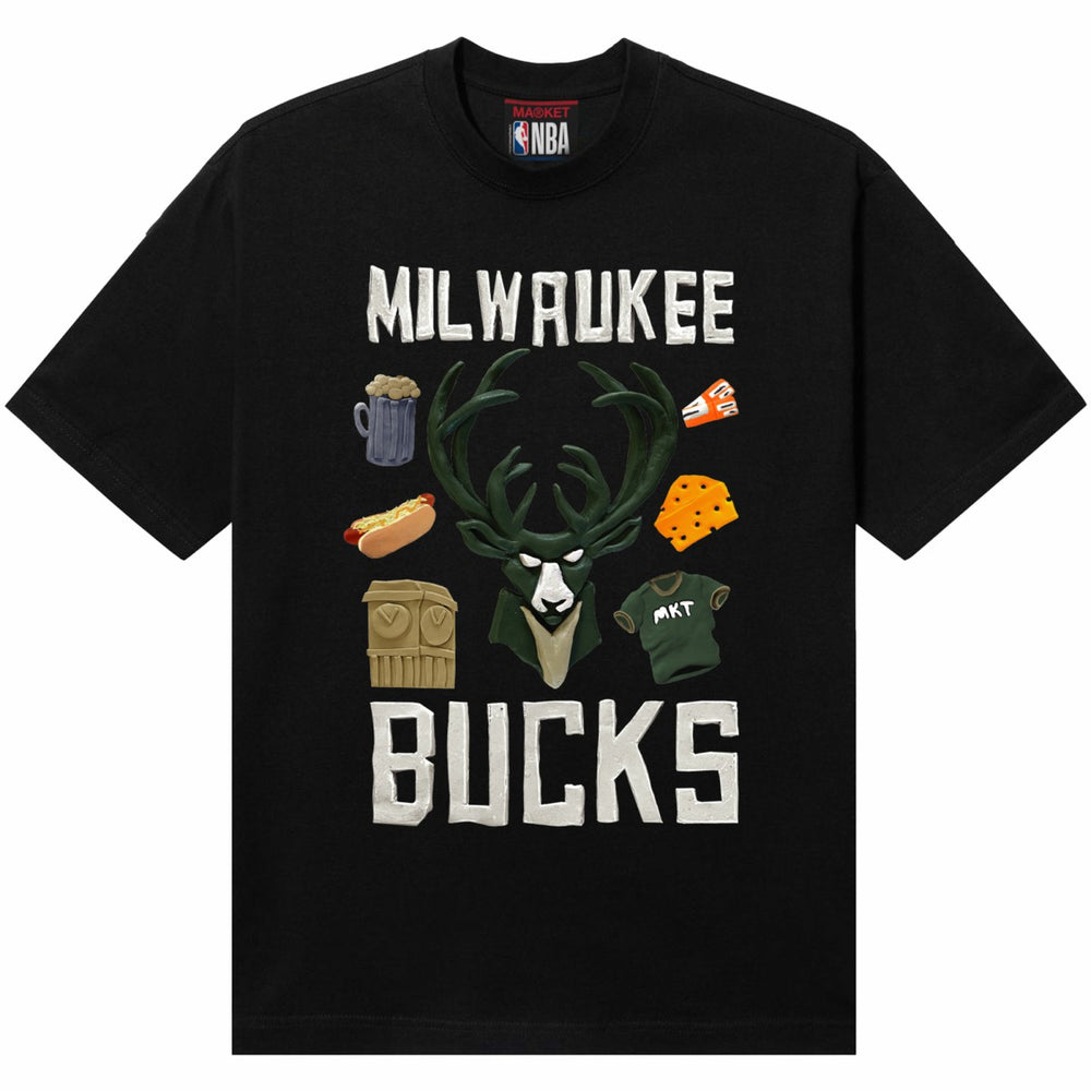 Milwaukee Bucks NBA x MARKET Unisex Claymation T-Shirt Black - NBA