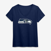 Seattle Seahawks Logo Athletic Women's Primary Logo V-Neck T-Shirt College Navy | NFL