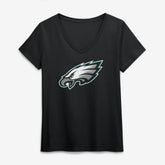 Philadelphia Eagles Logo Athletic Women's Primary Logo V-Neck T-Shirt Black | NFL