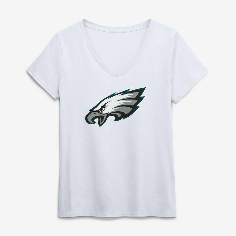 Philadelphia Eagles Logo Athletic Women's Primary Logo V-Neck T-Shirt White | NFL