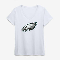 Philadelphia Eagles Logo Athletic Women's Primary Logo V-Neck T-Shirt White | NFL
