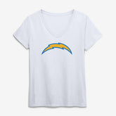 Los Angeles Chargers Logo Athletic Women's Primary Logo V-Neck T-Shirt White | NFL