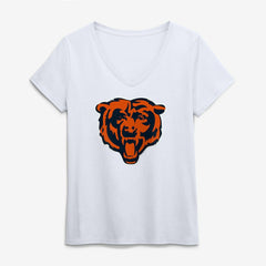 Chicago Bears Logo Athletic Women's Primary Logo V-Neck T-Shirt White | NFL