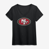 San Francisco 49ers Logo Athletic Women's Primary Logo V-Neck T-Shirt Black | NFL