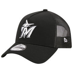 Miami Marlins New Era A-Frame 9FORTY Trucker Adjustable Hat - MLB