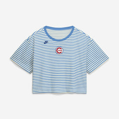 Chicago Cubs Nike Women's Cooperstown Collection Striped Cropped T-Shirt - MLB