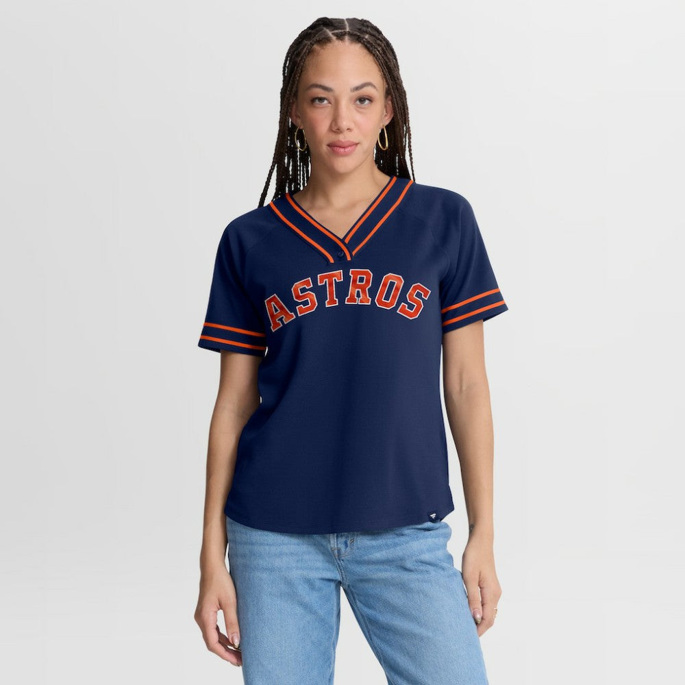 Houston Astros Fanatics Women's Diva Race Ahead Raglan V-Neck T-Shirt - MLB