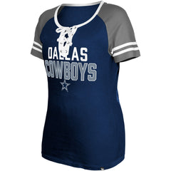 Dallas Cowboys New Era Women's Raglan Lace-Up T-Shirt Navy | NFL