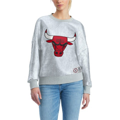 Chicago Bulls Tommy Jeans Women's Tracy Pullover Sweatshirt Silver - NBA