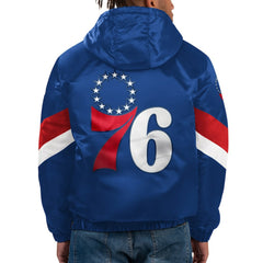 Philadelphia 76ers Starter Force Play Satin Hoodie Half-Zip Jacket Royal - NBA
