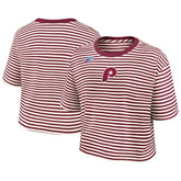 Philadelphia Phillies Nike Women's Cooperstown Collection Striped Cropped T-Shirt - MLB