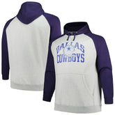 Dallas Cowboys Profile Big & Tall Favorite Arch Throwback Raglan Pullover Hoodie Heather Gray/Navy | NFL