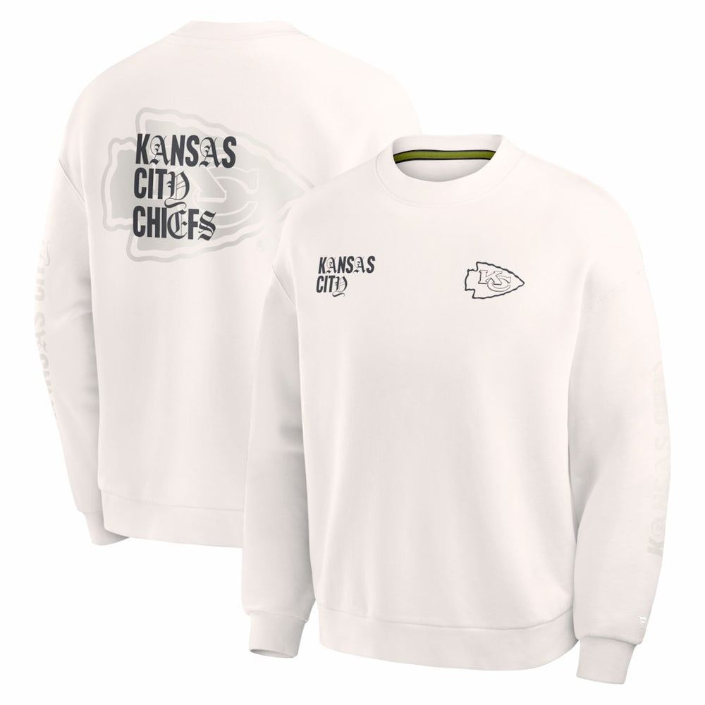 Kansas City Chiefs Oversized Type Play Multi Sweatshirt Cream | Fanatics