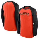 San Francisco Giants Nike Authentic Collection Game Time Dri-FIT Raglan Long Sleeve T-Shirt - Orange/Black T-shirts - MLB