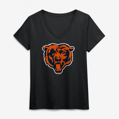 Chicago Bears Logo Athletic Women's Primary Logo V-Neck T-Shirt Black | NFL
