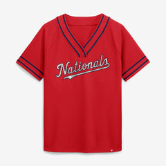 Washington Nationals Fanatics Women's Diva Race Ahead Raglan V-Neck T-Shirt - MLB
