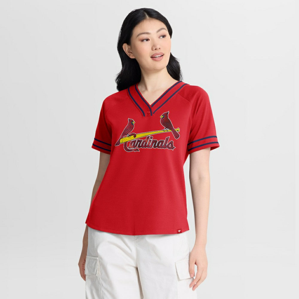 St. Louis Cardinals Fanatics Women's Diva Race Ahead Raglan V-Neck T-Shirt - MLB