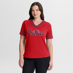 Philadelphia Phillies Fanatics Women's Diva Race Ahead Raglan V-Neck T-Shirt - MLB