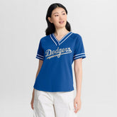 Los Angeles Dodgers Fanatics Women's Diva Race Ahead Raglan V-Neck T-Shirt - MLB