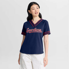 Cleveland Guardians Fanatics Women's Diva Race Ahead Raglan V-Neck T-Shirt - MLB