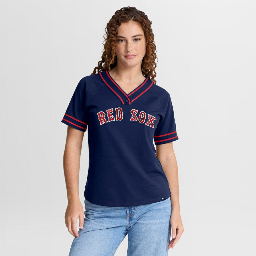 Boston Red Sox Fanatics Women's Diva Race Ahead Raglan V-Neck T-Shirt - MLB