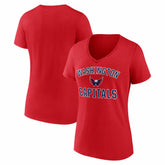 Washington Capitals Logo Athletic Women's Arch Victory V-Neck T-Shirt - Red - NHL