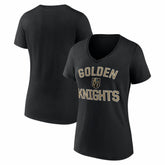 Vegas Golden Knights Logo Athletic Women's Arch Victory V-Neck T-Shirt - Black - NHL