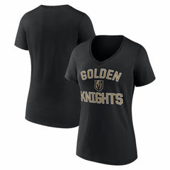Vegas Golden Knights Logo Athletic Women's Arch Victory V-Neck T-Shirt - Black - NHL
