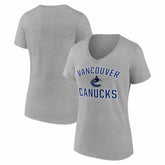 Vancouver Canucks Logo Athletic Women's Arch Victory V-Neck T-Shirt - Heather Gray - NHL