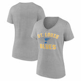 St. Louis Blues Logo Athletic Women's Arch Victory V-Neck T-Shirt - Heather Gray - NHL