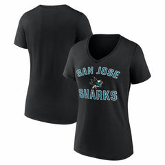 San Jose Sharks Logo Athletic Women's Arch Victory V-Neck T-Shirt - Black - NHL
