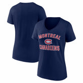 Montreal Canadiens Logo Athletic Women's Arch Victory V-Neck T-Shirt - Navy - NHL