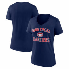 Montreal Canadiens Logo Athletic Women's Arch Victory V-Neck T-Shirt - Navy - NHL