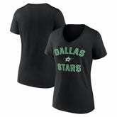 Dallas Stars Logo Athletic Women's Arch Victory V-Neck T-Shirt - Black - NHL
